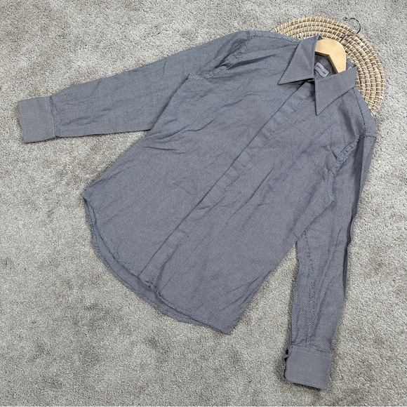 Versace Classic Men’s Button Up Shirt Longsleeve Sharkskin Print Geometric M - Picture 2 of 15